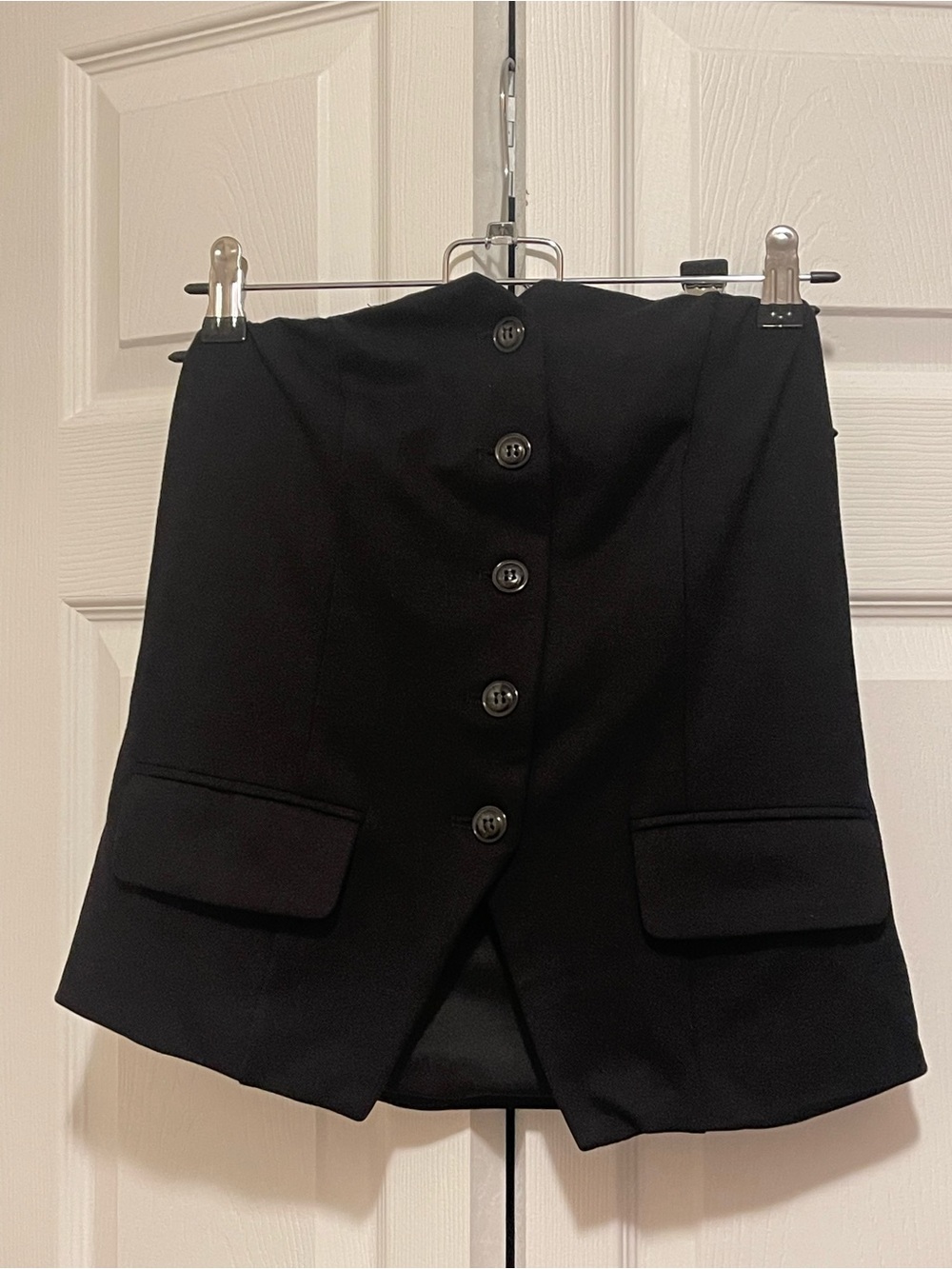 Black Button Strapless Top